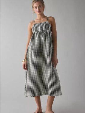 Black and White Check Spaghetti-Strap Dress